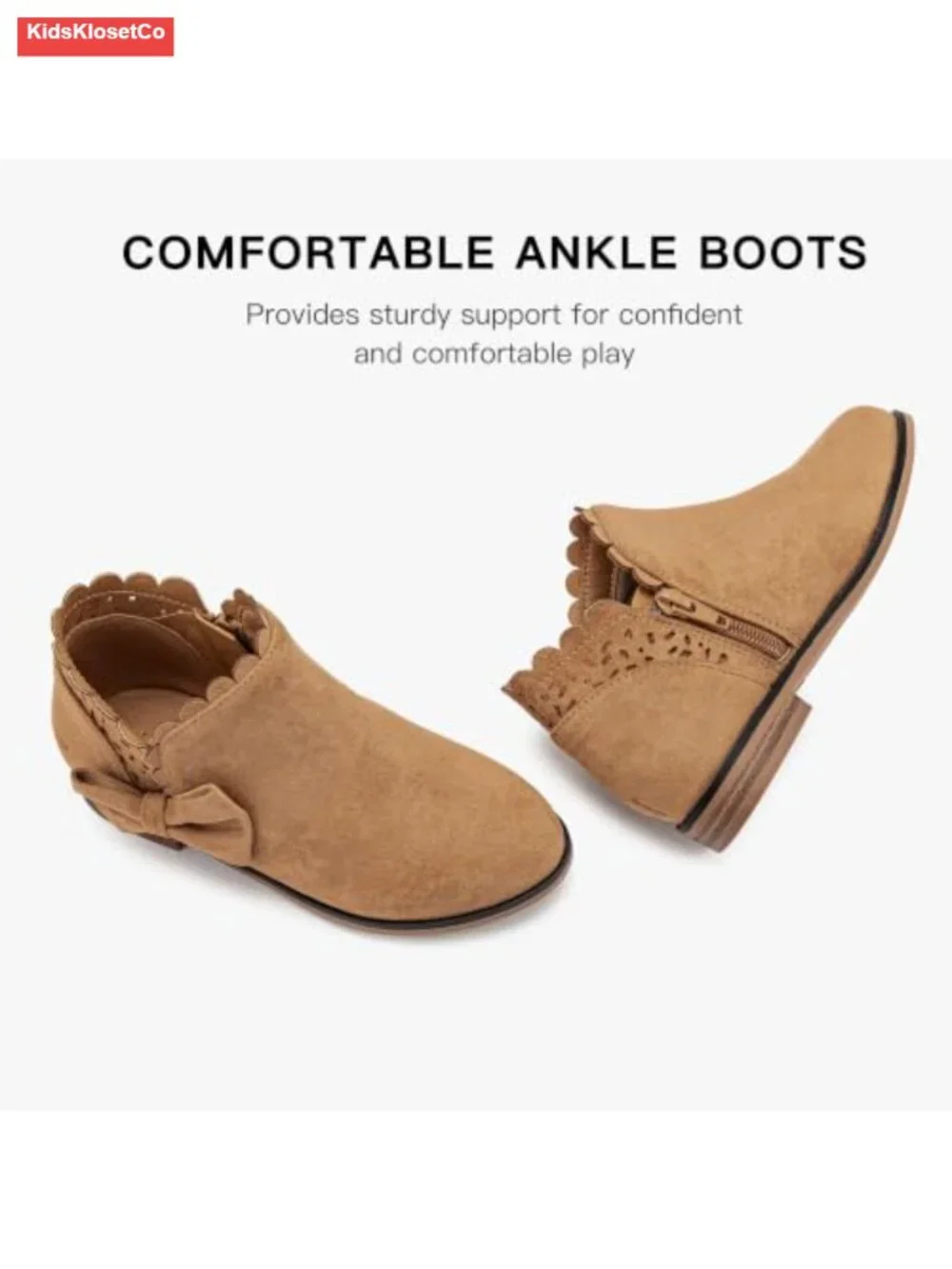 Girls Ankle Boots Suede Low Heel Zip Closure Toddler Little Kid Big Kid Fall